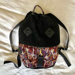 Rachel Comey print and black suede drawstring bag